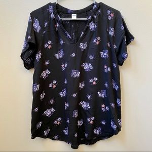 Old Navy | Black Floral Print Blouse